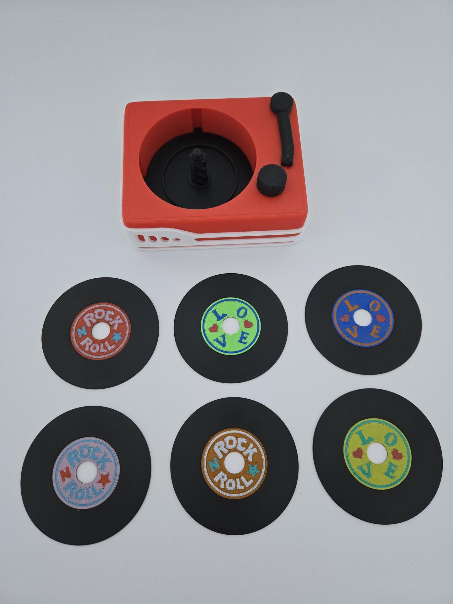 3D Printed Vinyl Record Coaster Set
