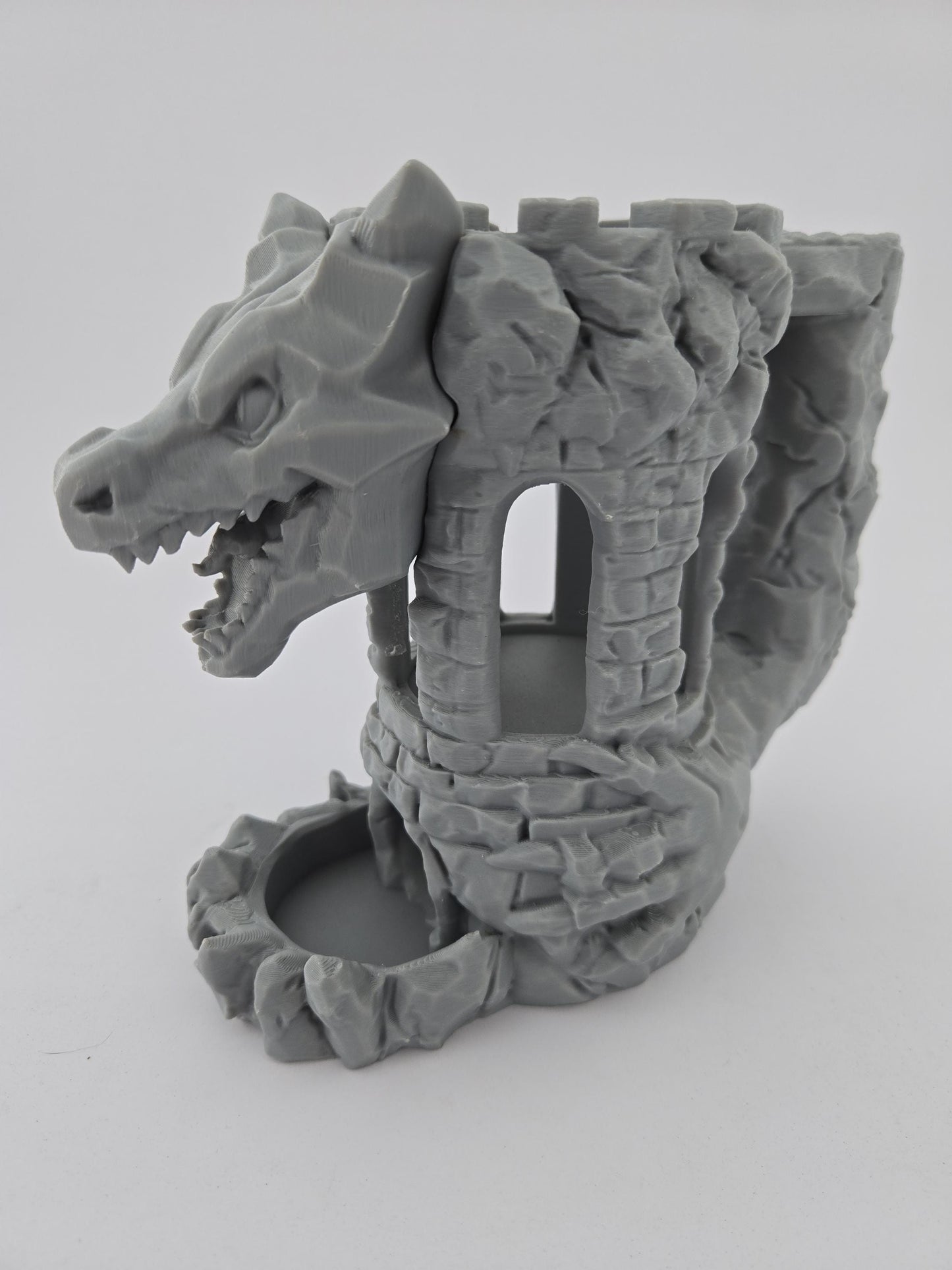 3D Printed Dice Tower with Dragon & Can Holder