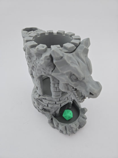3D Printed Dice Tower with Dragon & Can Holder