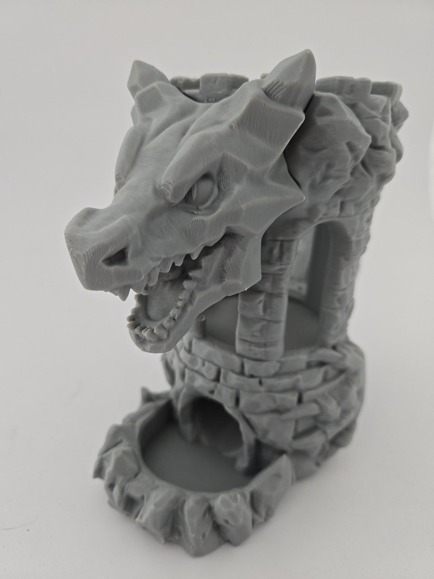 3D Printed Dice Tower with Dragon & Can Holder