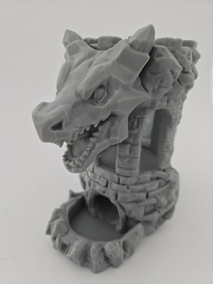 3D Printed Dice Tower with Dragon & Can Holder