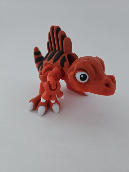 3D Printed Red Spinosaurus with Black and Red Fin