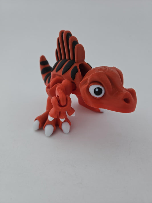 3D Printed Red Spinosaurus with Black and Red Fin