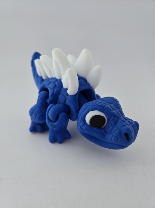 3D Printed Blue Stegosaurus with White Spikes