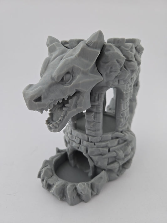 3D Printed Dice Tower with Dragon & Can Holder