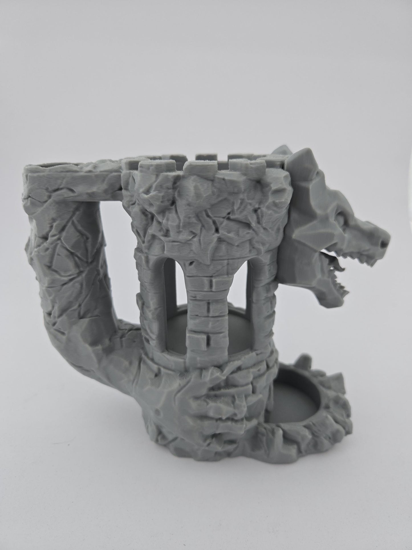 3D Printed Dice Tower with Dragon & Can Holder
