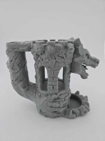 3D Printed Dice Tower with Dragon & Can Holder