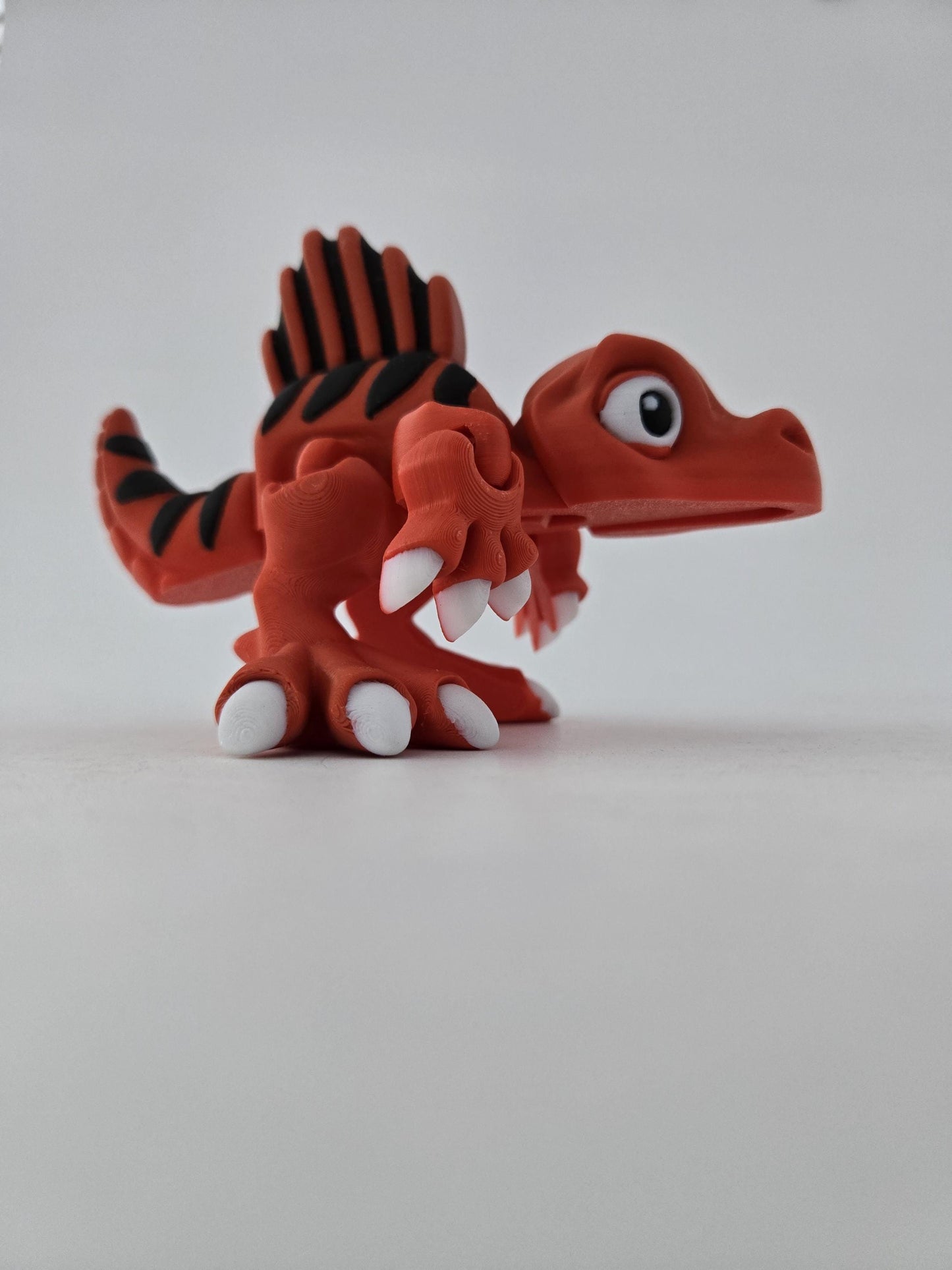 3D Printed Red Spinosaurus with Black and Red Fin