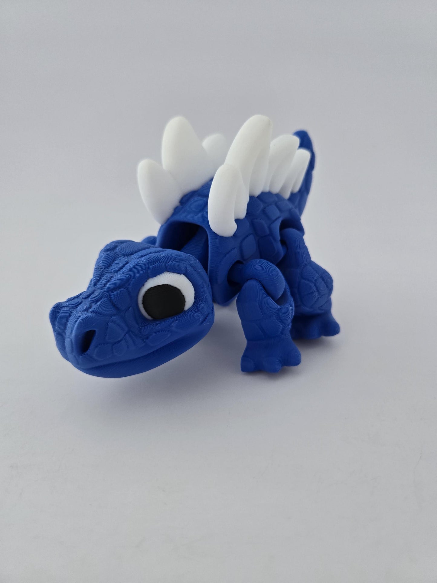 3D Printed Blue Stegosaurus with White Spikes