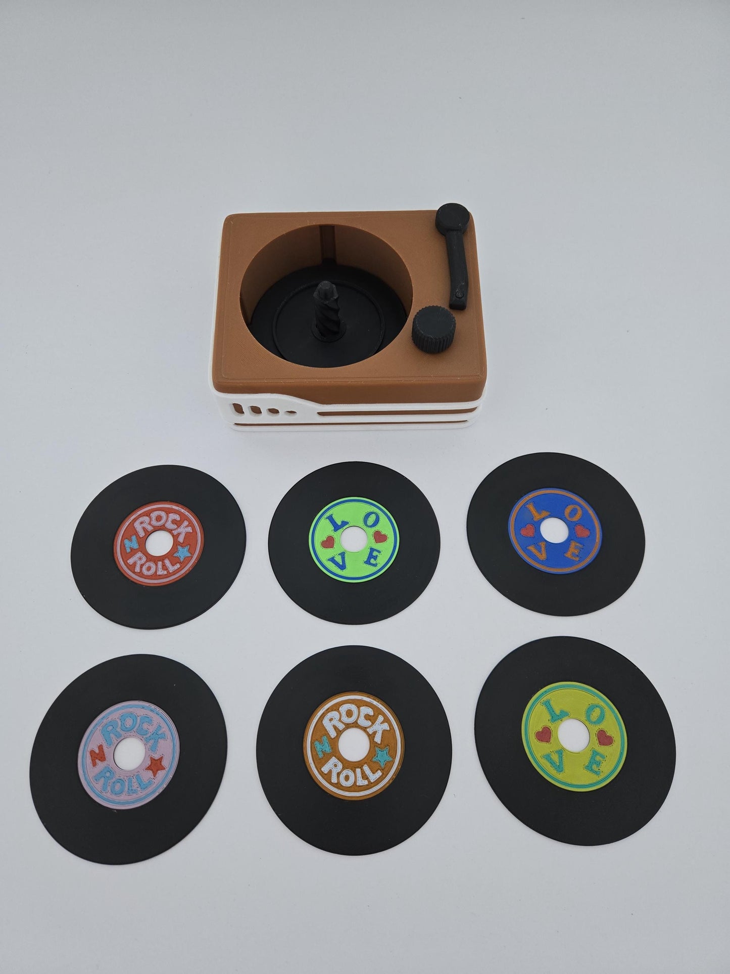 3D Printed Vinyl Record Coaster Set
