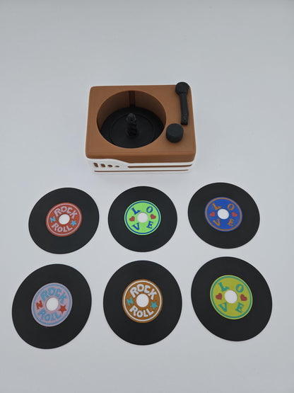 3D Printed Vinyl Record Coaster Set
