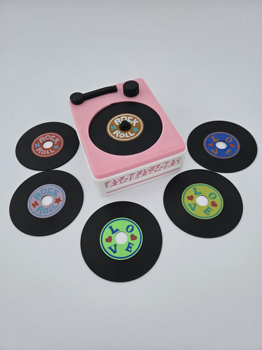 3D Printed Vinyl Record Coaster Set