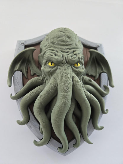 Cthulhu Head with Shield Wall Decor