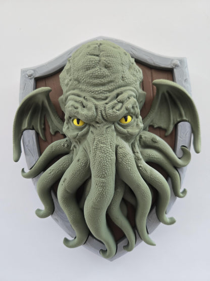 Cthulhu Head with Shield Wall Decor